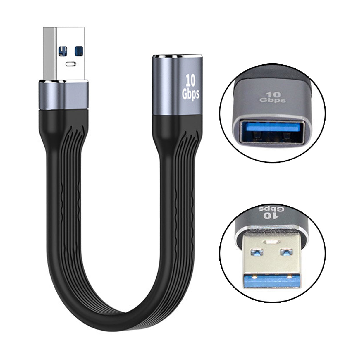 Chenyang 10Gbps USB 3.1 Type A Female to USB3.0 Type A Male Extension Flat Slim FPC Data Cable 13cm for Laptop Desktop U3-004-0.13M