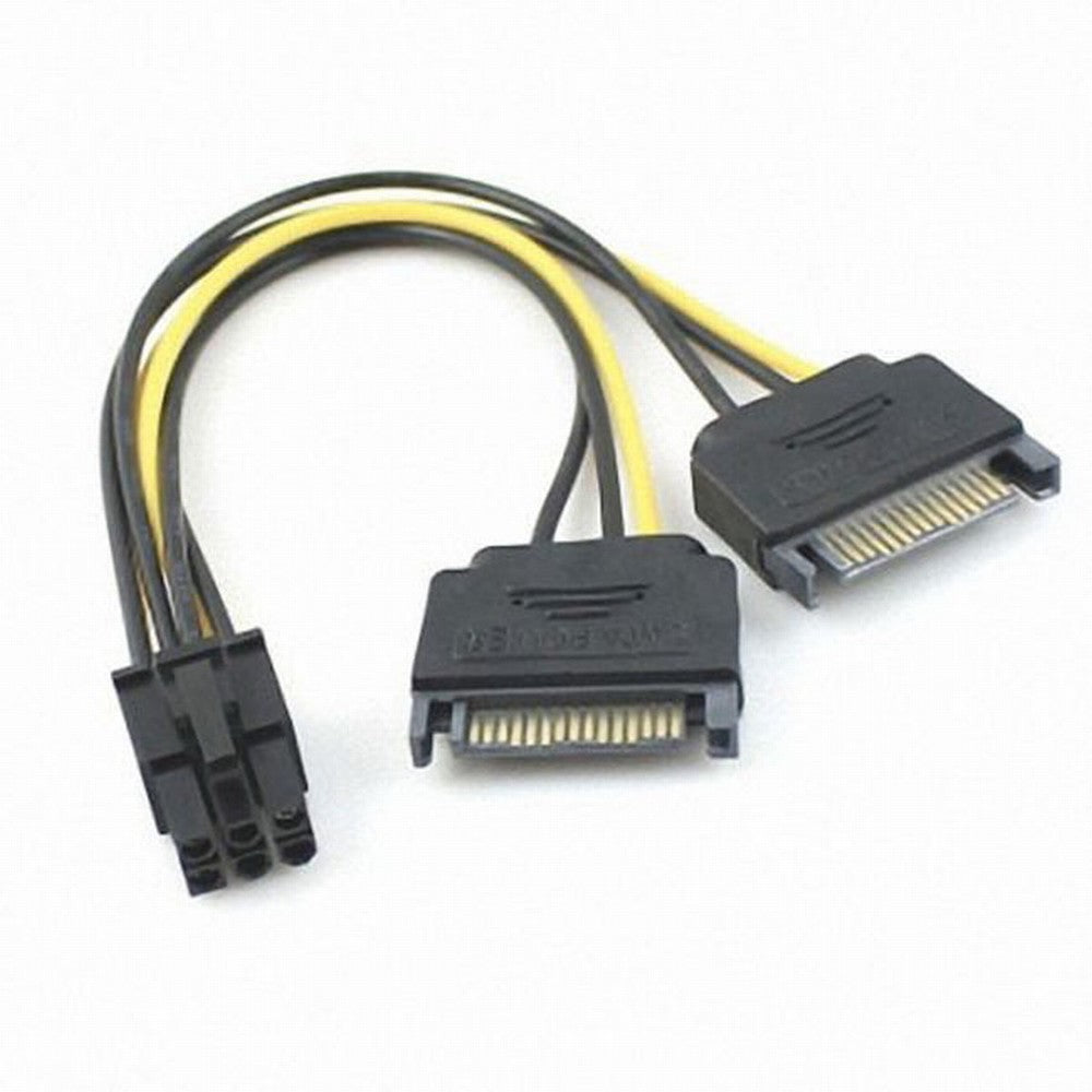 Chenyang Dual two SATA 15 Pin Male M to PCI-e Express Card 6 Pin Female Graphics Video Card Power Cable 15cm SA-117