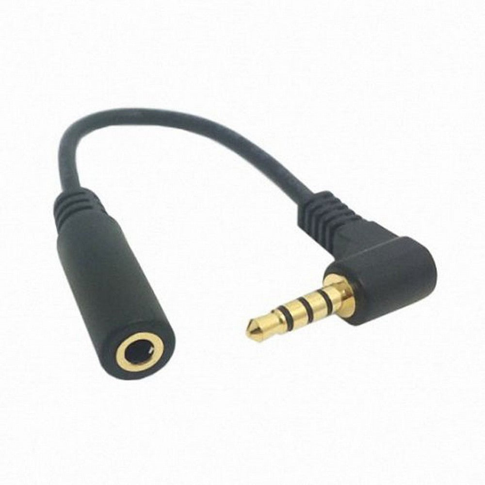 Chenyang 90 degree right angled 3.5mm 4 poles Audio Stereo Male to Female Extension Cable 10cm Black CA-008