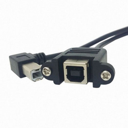 Chenyang 90 Degree Left Angled USB B Type Male to Female extension cable with screws for Panel Mount 50cm U2-132-LE-0.5M