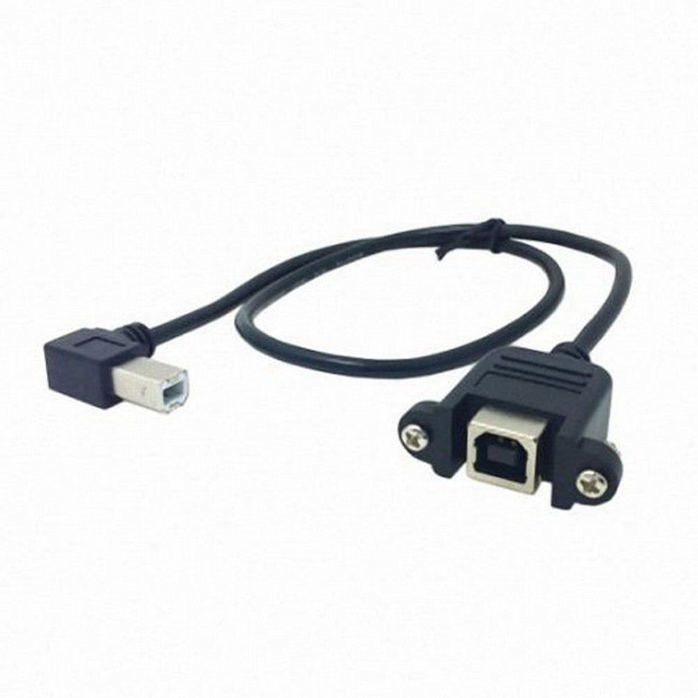 Chenyang 90 Degree Left Angled USB B Type Male to Female extension cable with screws for Panel Mount 50cm U2-132-LE-0.5M