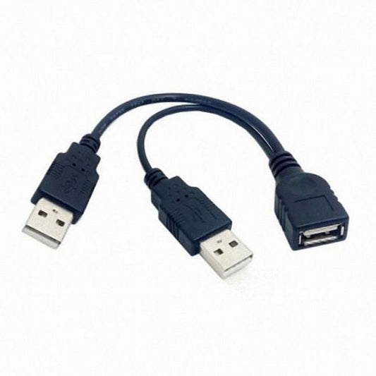 Chenyang Black USB 2.0 Female A to Dual A Male Extra Power Data Y Extension Cable for 2.5" Mobile Hard Disk U2-131