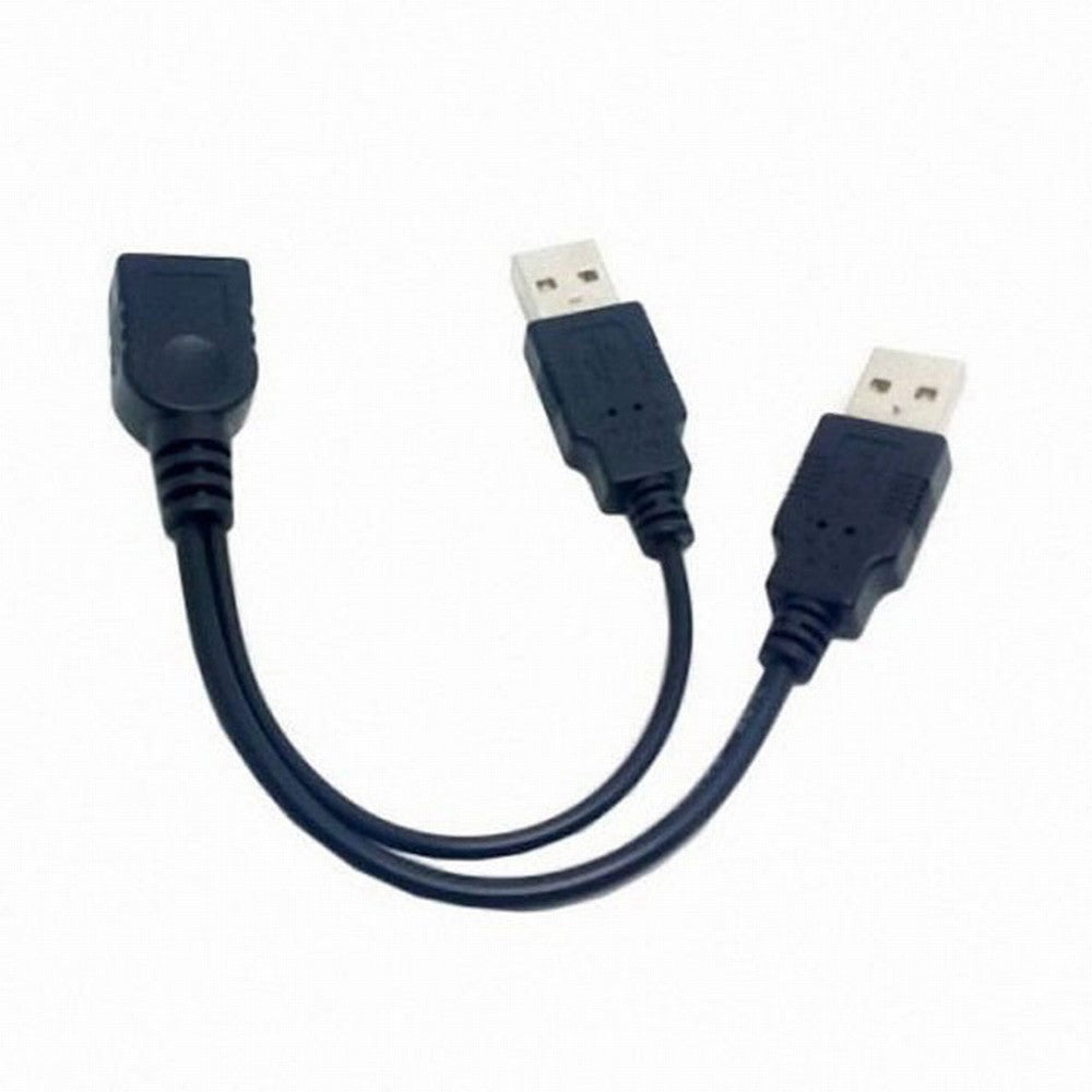 Chenyang Black USB 2.0 Female A to Dual A Male Extra Power Data Y Extension Cable for 2.5" Mobile Hard Disk U2-131