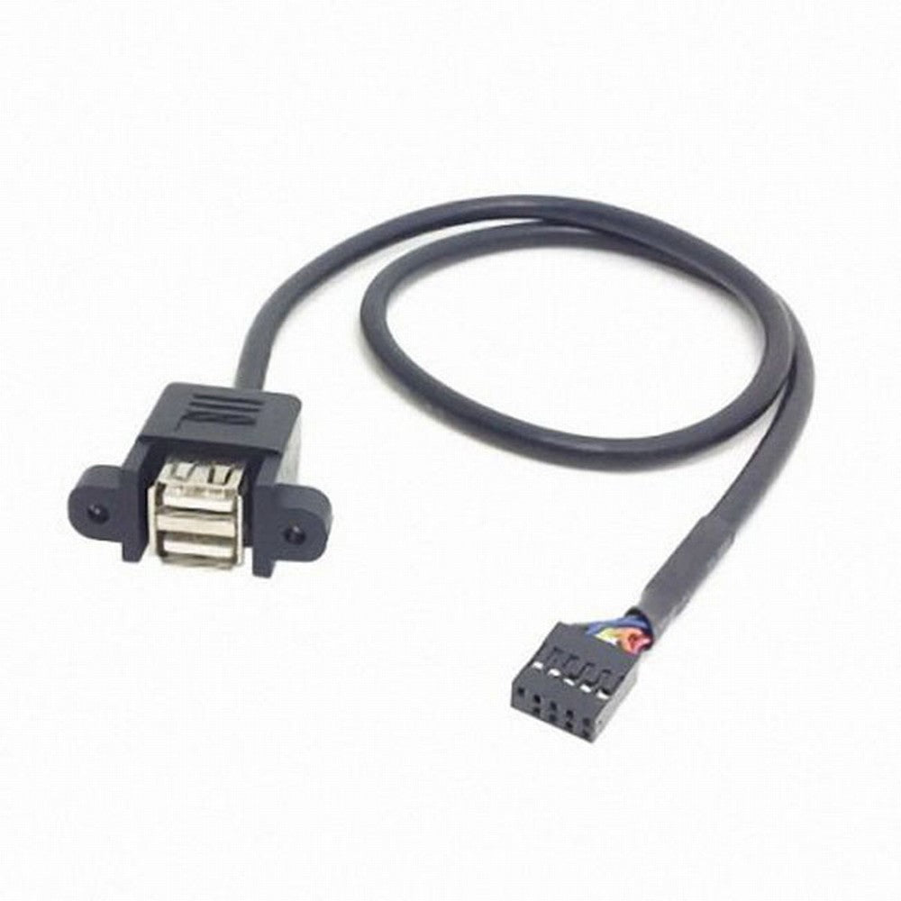 Chenyang 50cm Stackable Dual USB 2.0 A Type Female to Motherboard 9 Pin Header Cable with Screw Panel Holes U2-156