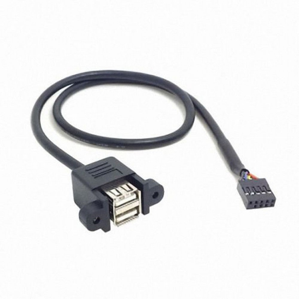 Chenyang 50cm Stackable Dual USB 2.0 A Type Female to Motherboard 9 Pin Header Cable with Screw Panel Holes U2-156