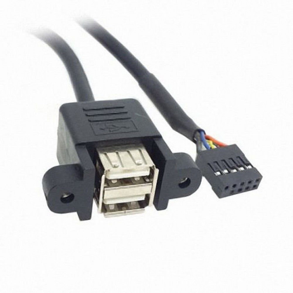 Chenyang 50cm Stackable Dual USB 2.0 A Type Female to Motherboard 9 Pin Header Cable with Screw Panel Holes U2-156