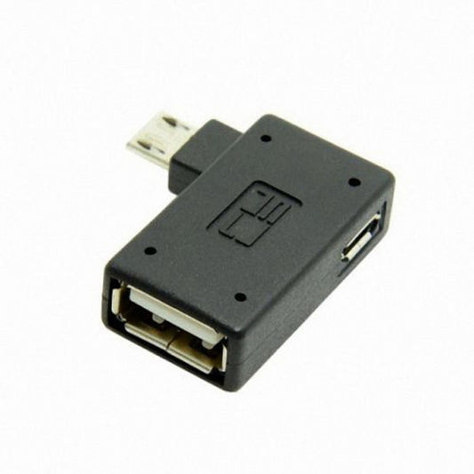 Chenyang 90 Degree Left Angled Micro USB 2.0 OTG Host Adapter with USB Power for Galaxy S3 S4 S5 Note2 Note3 Cell Phone Tablet U2-141-LE