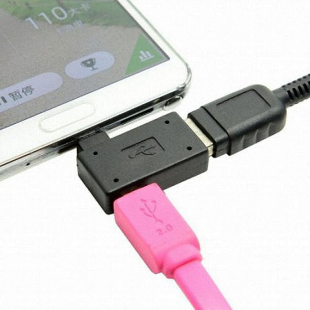 Chenyang 90 Degree Left Angled Micro USB 2.0 OTG Host Adapter with USB Power for Galaxy S3 S4 S5 Note2 Note3 Cell Phone Tablet U2-141-LE