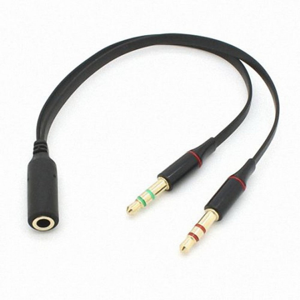 Chenyang Black Dual 3.5mm Male to Single Female Headphone Microphone Audio Splitter Cable for Cell Phone Tablet Laptop CA-021