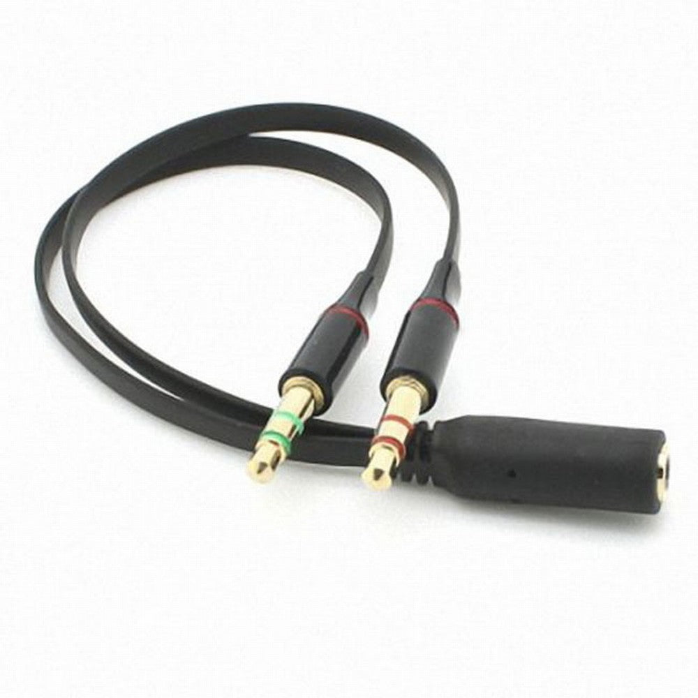 Chenyang Black Dual 3.5mm Male to Single Female Headphone Microphone Audio Splitter Cable for Cell Phone Tablet Laptop CA-021