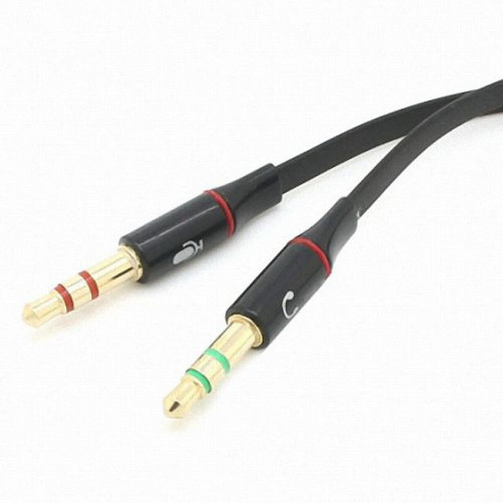 Chenyang Black Dual 3.5mm Male to Single Female Headphone Microphone Audio Splitter Cable for Cell Phone Tablet Laptop CA-021