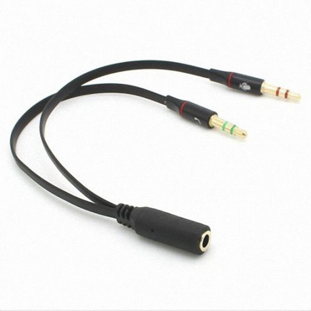 Chenyang Black Dual 3.5mm Male to Single Female Headphone Microphone Audio Splitter Cable for Cell Phone Tablet Laptop CA-021