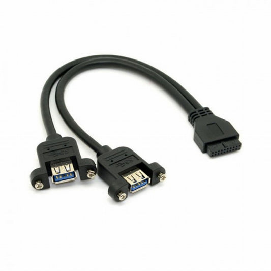 Chenyang USB 3.0 Dual Ports A Female Screw Mount Type to Motherboard 20pin Header cable Black U3-088-BK