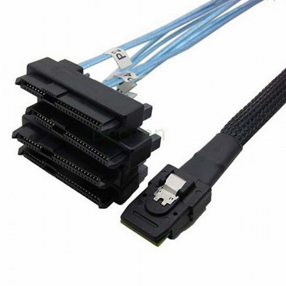 Chenyang Internal 36 Pin Mini SAS SFF-8087 Host to 4 SFF-8482 Target SAS Hard Disk and SATA Power Cable 100cm SF-091-1.0M