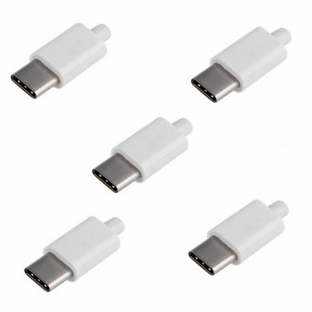 Chenyang 5set DIY 24pin USB 3.1 Type C USB-C Male Plug Connector SMT type with 3.5mm SR and Housing Cover UC-050-WH-5PCS