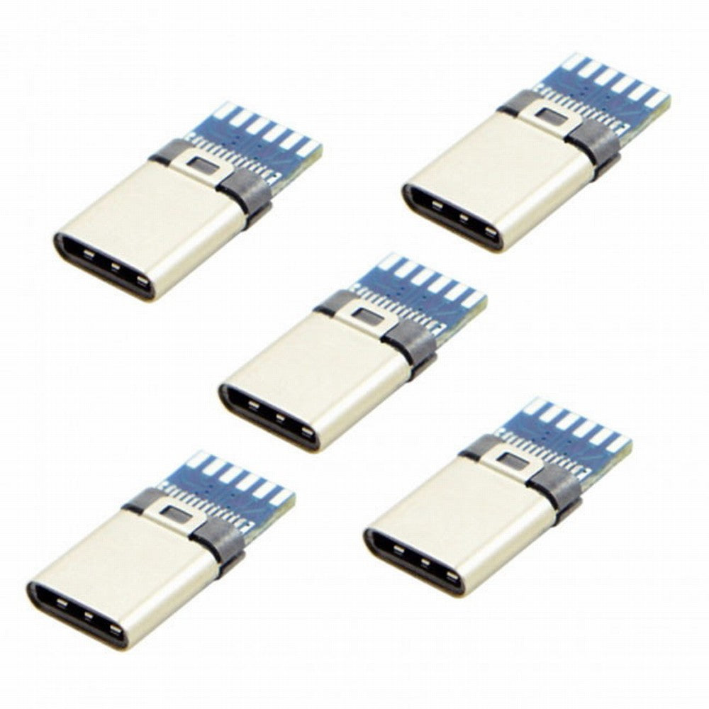 Chenyang 5set DIY 24pin USB 3.1 Type C USB-C Male Plug Connector SMT type with 3.5mm SR and Housing Cover UC-050-WH-5PCS