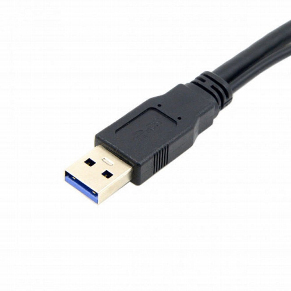 Chenyang Black USB 3.0 Male to Dual USB Female Extra Power Data Y Extension Cable for 2.5" Mobile Hard Disk U3-041