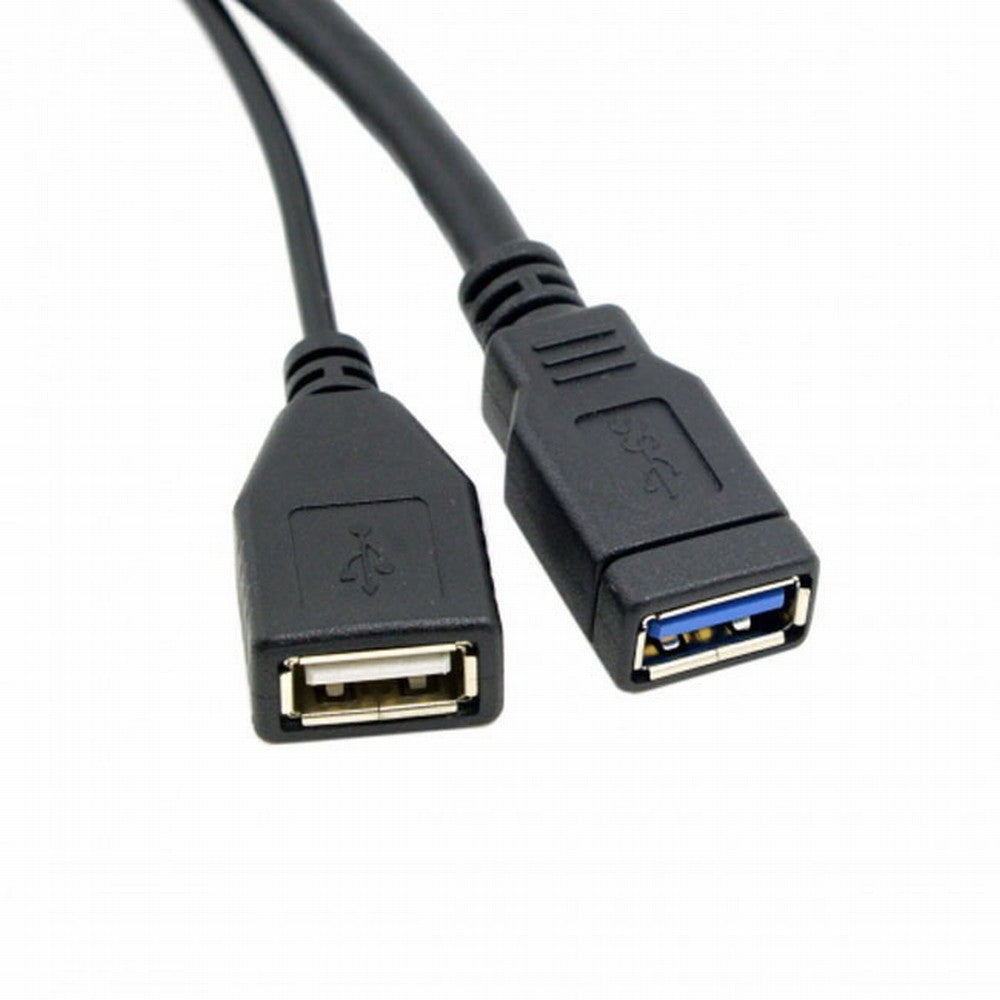 Chenyang Black USB 3.0 Male to Dual USB Female Extra Power Data Y Extension Cable for 2.5" Mobile Hard Disk U3-041