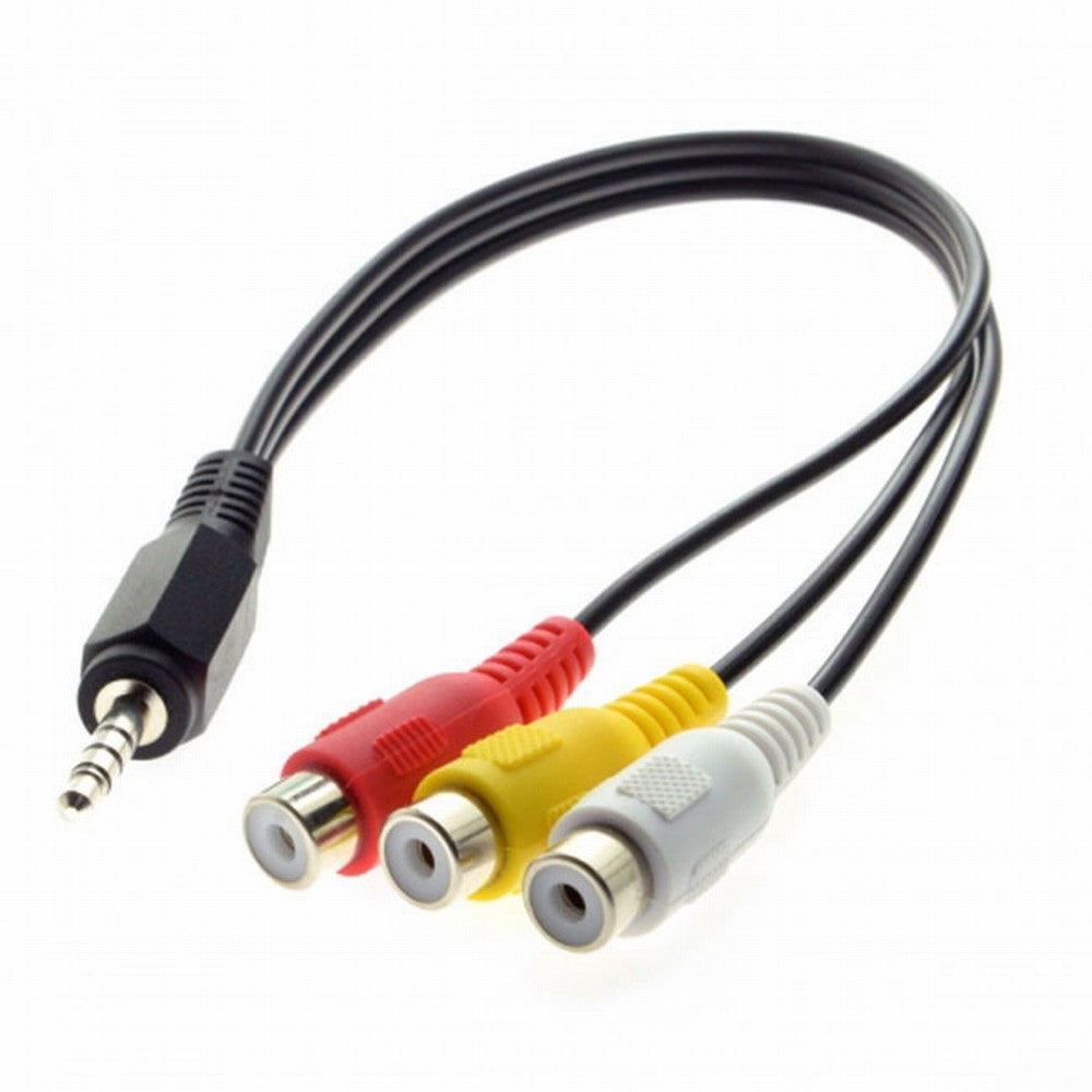 Chenyang 3.5mm 1/8" Male Stereo Car AUX to 3 RCA AV Female Cord Audio Video Composite Cable 20cm CA-011