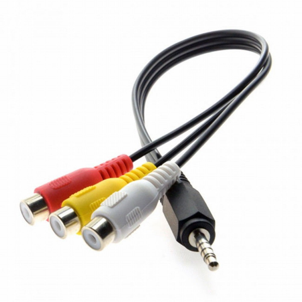 Chenyang 3.5mm 1/8" Male Stereo Car AUX to 3 RCA AV Female Cord Audio Video Composite Cable 20cm CA-011