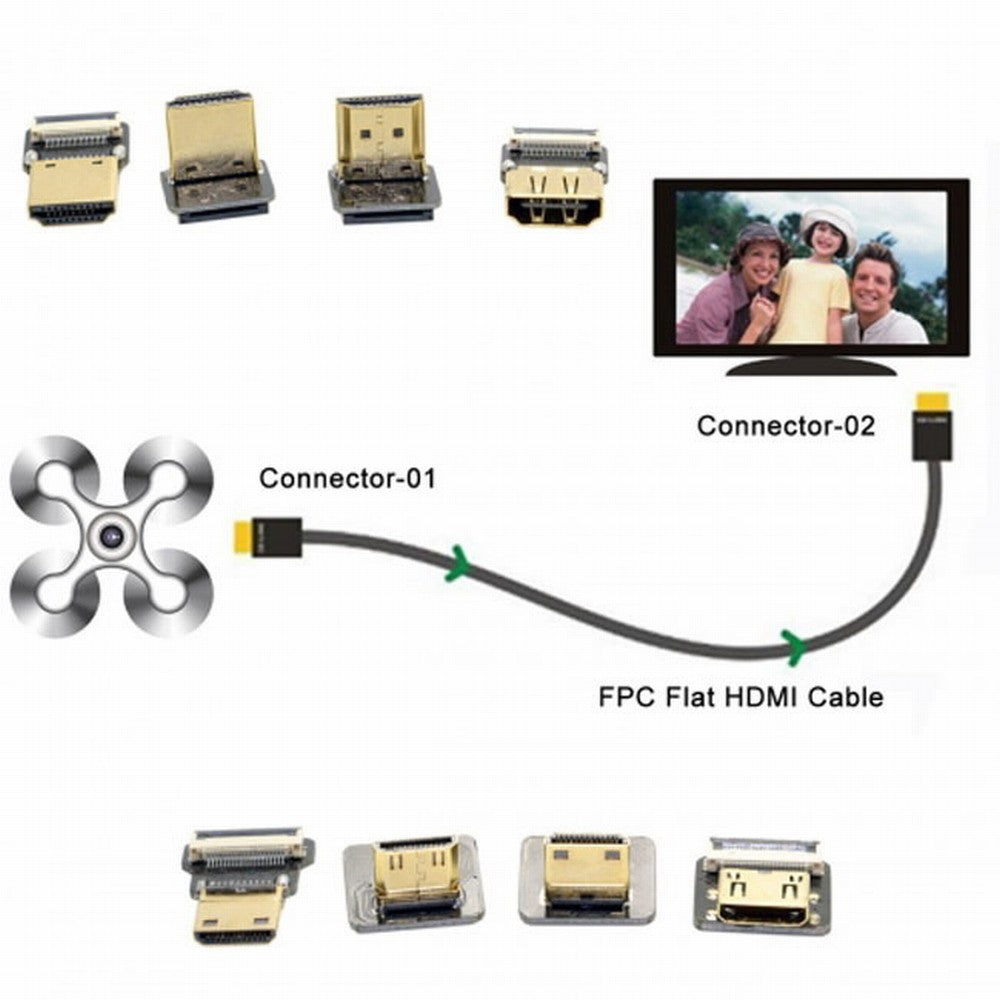 Chenyang CYFPVHDMI HDMI Type A Male Connector Up Angled 90 Degree for FPV HDTV Multicopter Aerial Photography CN-018-UP