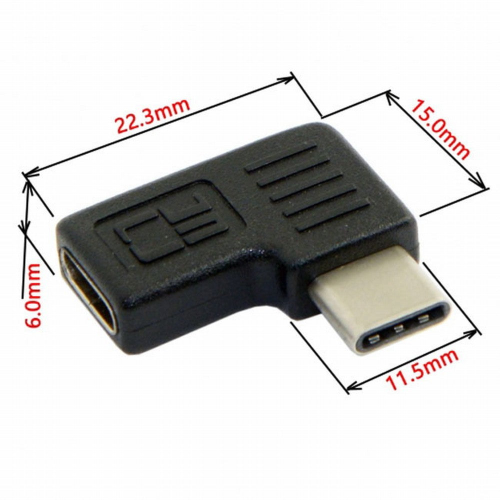 Chenyang 90 Degree Right Left Angled USB 3.1 Type-C Male to Female Extension Adapter for Laptop Tablet Mobile Phone UC-068-RI