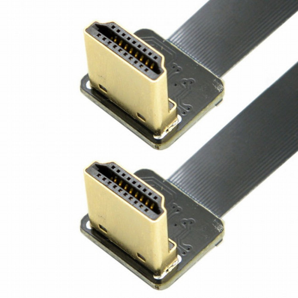 Chenyang CYFPV Dual 90 Degree Down Angled HDMI Type A Male to Male HDTV FPC Flat Cable for FPV HDTV Multicopter Aerial Photography CC-HD-206-DN