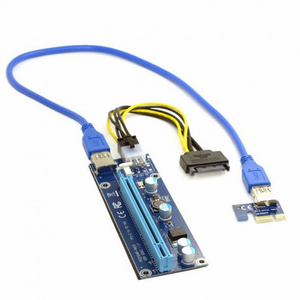 Chenyang PCI-E 1x to 16x Mining Machine Enhanced Extender Riser Adapter with USB 3.0 6Pin Power Cable EP-037