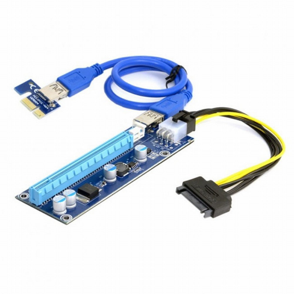 Chenyang PCI-E 1x to 16x Mining Machine Enhanced Extender Riser Adapter with USB 3.0 6Pin Power Cable EP-037