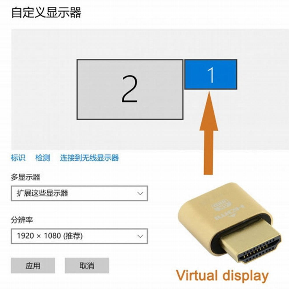 Chenyang CY Virtual Display Adapter HDMI 1.4 DDC EDID Dummy Plug Headless Ghost Display Emulator 1920x1080p@60Hz HD-034