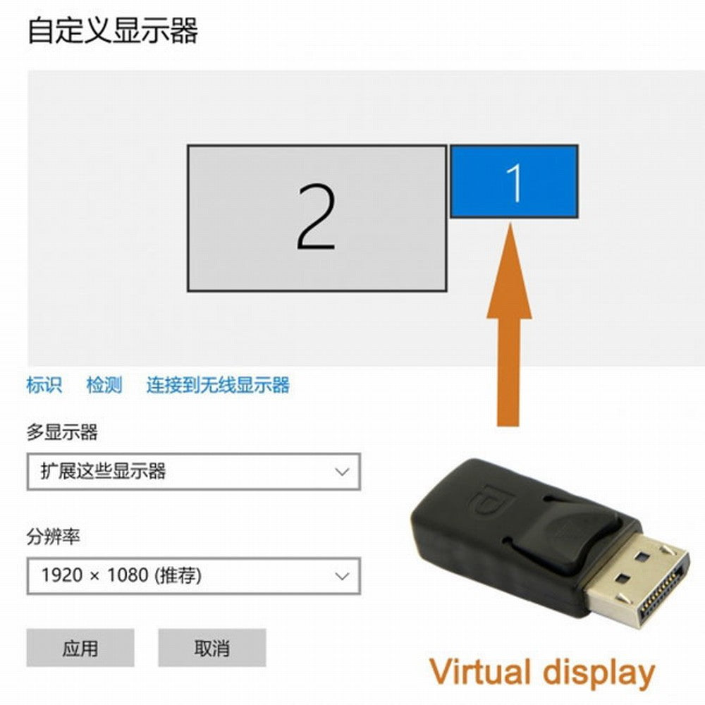 Chenyang CY Virtual Display Adapter DP Displayport Dummy Plug Headless Ghost Display Emulator 2560x1600p@60Hz DP-063