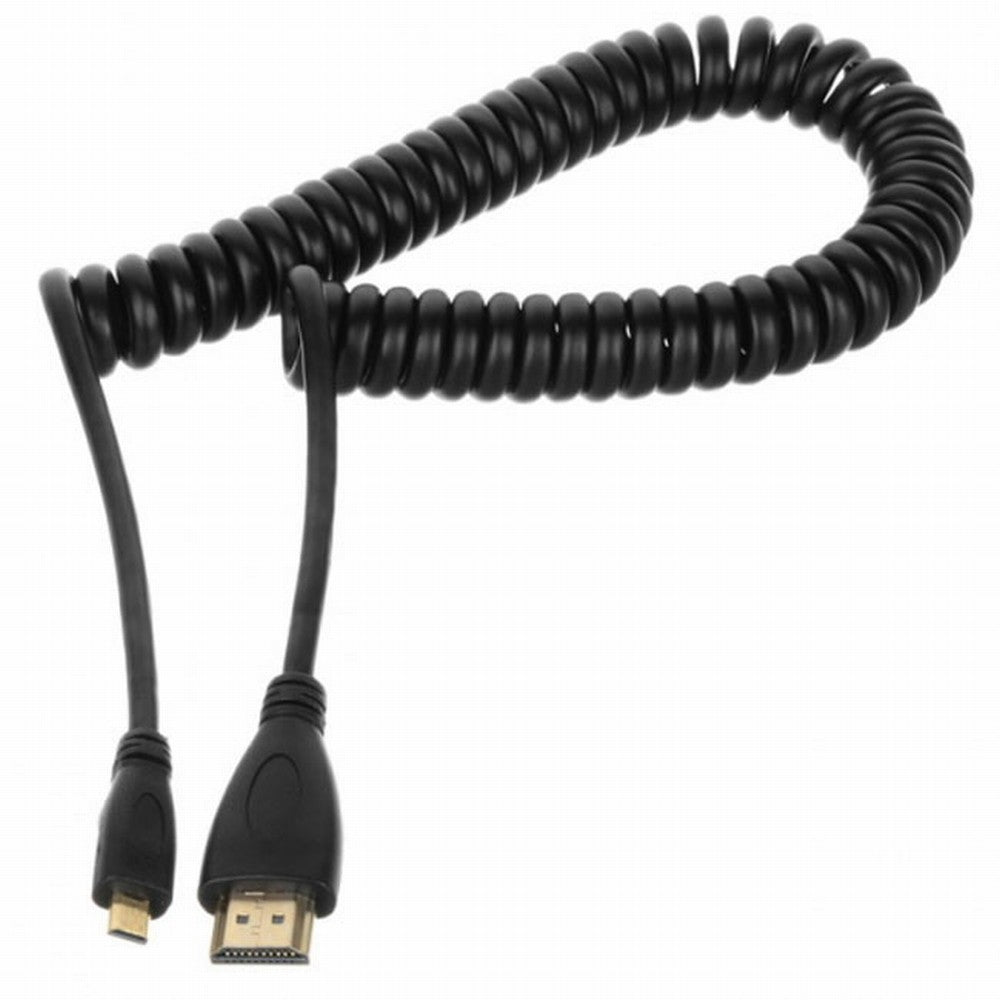 Chenyang Micro HDMI Male to HDMI Male Stretch Spring Cable 4K 60hz for TF201 XOOM A500 Tablet HD-110-BK