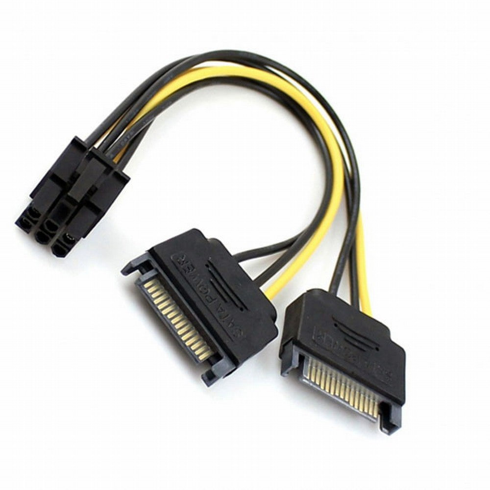 Chenyang Dual two SATA 15 Pin Male M to PCI-e Express Card 6 Pin Female Graphics Video Card Power Cable 15cm SA-117