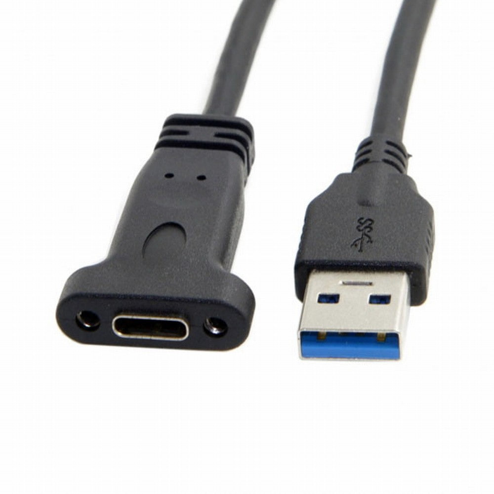 Chenyang USB-C USB 3.1 Type C Female to USB 3.0 A Male Data Cable 20cm with Panel Mount Screw Hole UC-042