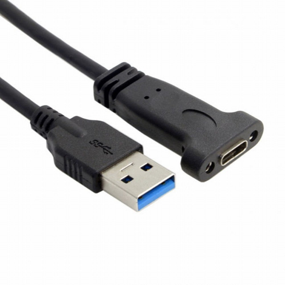 Chenyang USB-C USB 3.1 Type C Female to USB 3.0 A Male Data Cable 20cm with Panel Mount Screw Hole UC-042