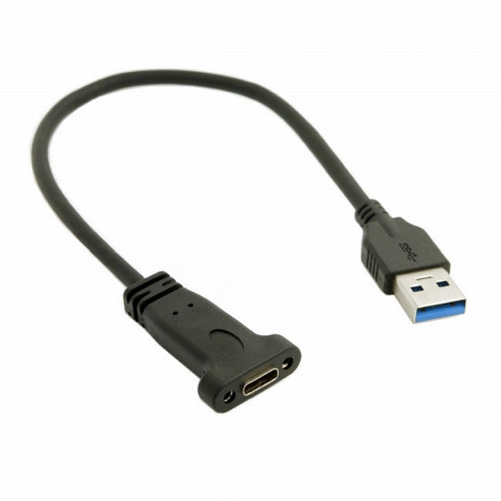 Chenyang USB-C USB 3.1 Type C Female to USB 3.0 A Male Data Cable 20cm with Panel Mount Screw Hole UC-042