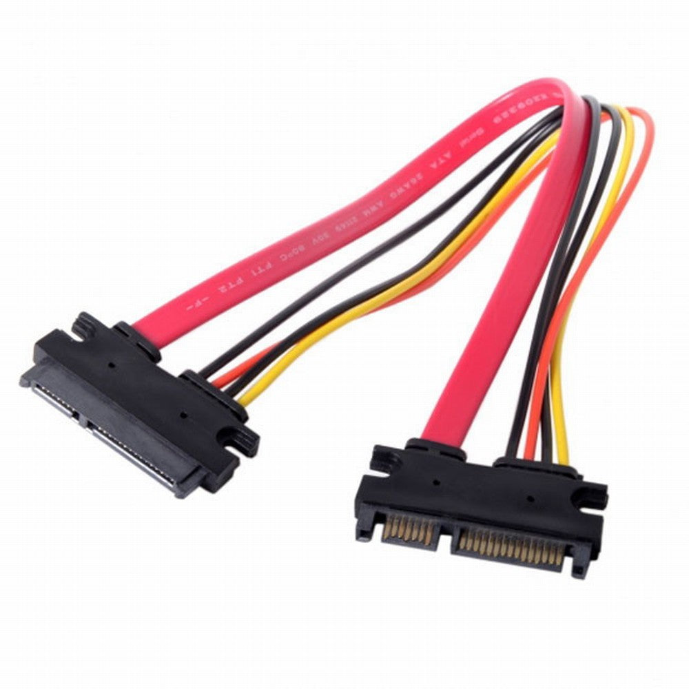 Chenyang SATA III 3.0 7+15 22 Pin SATA Male to Female Data Power Extension Cable 30cm Red Color SA-065-BK