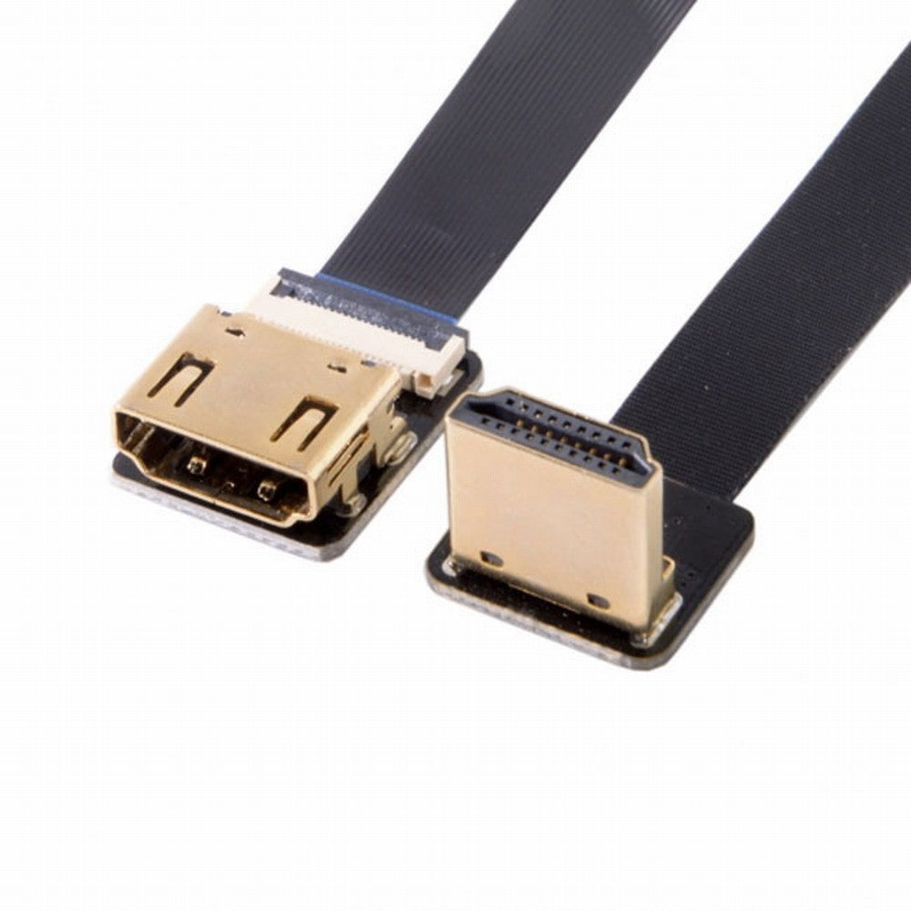 Chenyang CYFPV Down Angled 90 Degree HDMI Male to Female FPC Flat Cable for HDTV Multicopter Aerial Photography CC-HD-216-DN