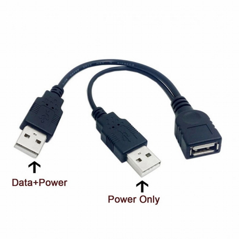 Chenyang Black USB 2.0 Female A to Dual A Male Extra Power Data Y Extension Cable for 2.5" Mobile Hard Disk U2-131