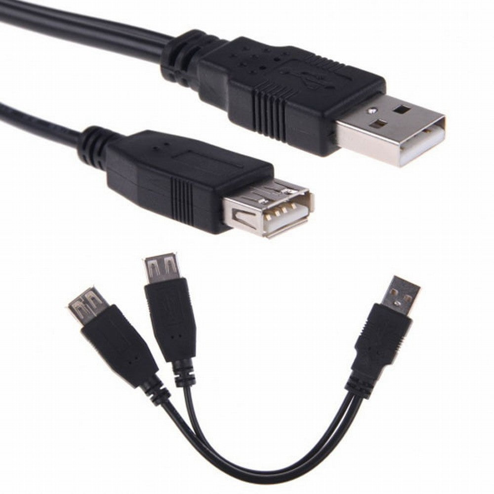 Chenyang USB 2.0 A Male to Dual Data USB 2.0 A Female + Power Cable USB 2.0 A Female Extension Cable 20cm U2-136