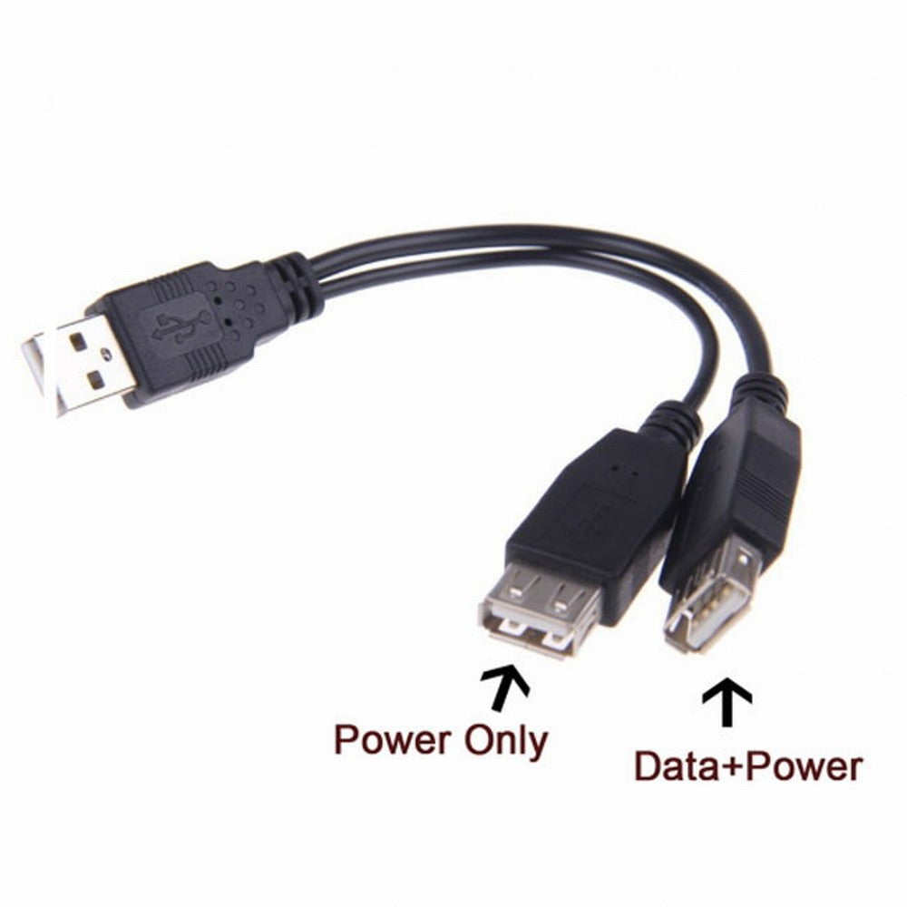 Chenyang USB 2.0 A Male to Dual Data USB 2.0 A Female + Power Cable USB 2.0 A Female Extension Cable 20cm U2-136