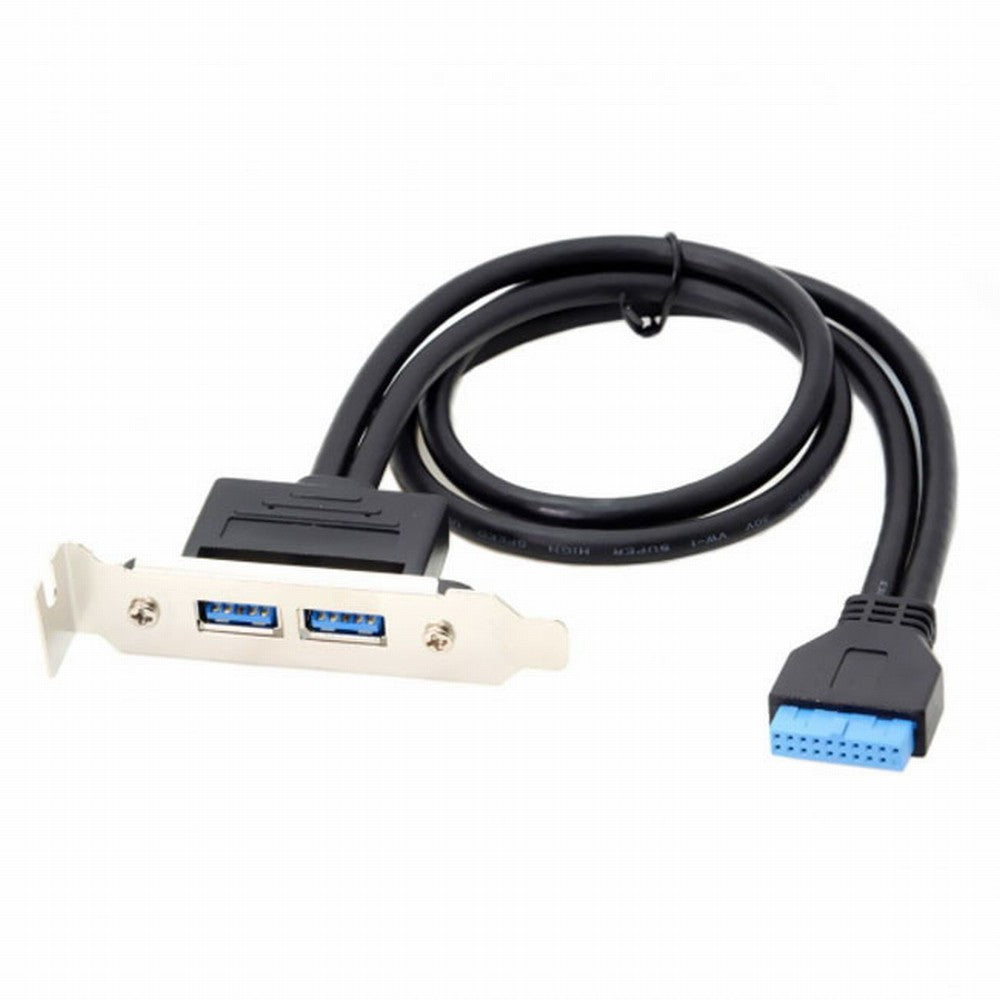 Chenyang Low Profile 80mm Height USB 3.0 Female Back panel to Motherboard 20pin cable with PCI bracket 50cm U3-086