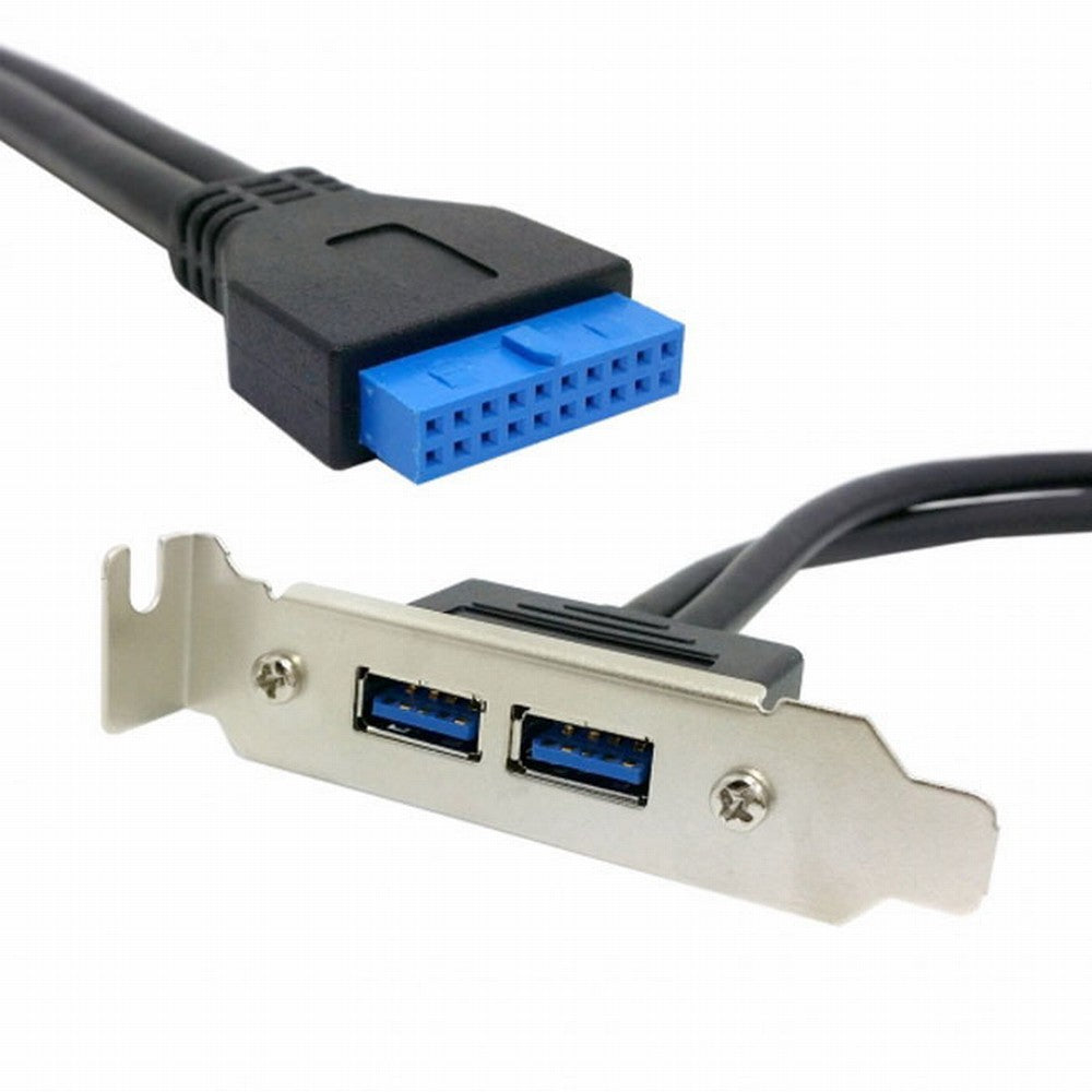 Chenyang Low Profile 80mm Height USB 3.0 Female Back panel to Motherboard 20pin cable with PCI bracket 50cm U3-086