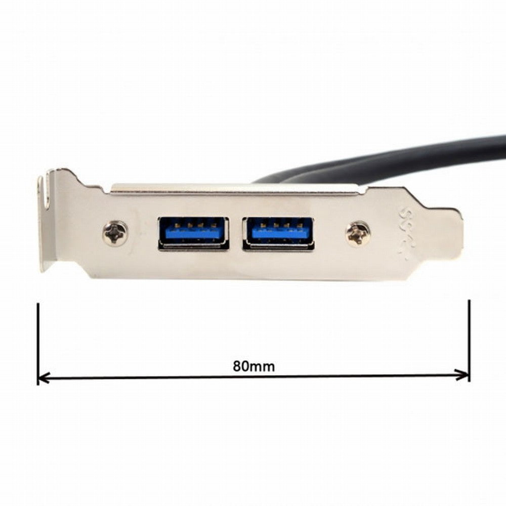 Chenyang Low Profile 80mm Height USB 3.0 Female Back panel to Motherboard 20pin cable with PCI bracket 50cm U3-086