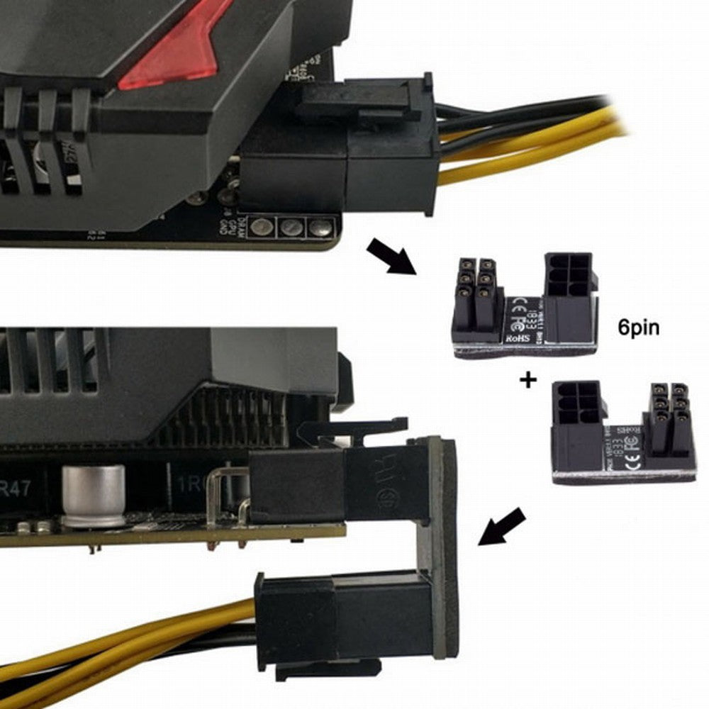 Chenyang ATX 6Pin Female to 6pin Male 180 Degree Angled Power Adapter for Desktops Graphics Card PW-008