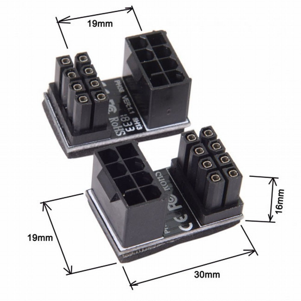 Chenyang ATX 8Pin Female to 8pin Male 180 Degree Angled Power Adapter for Desktops Graphics Card PW-009