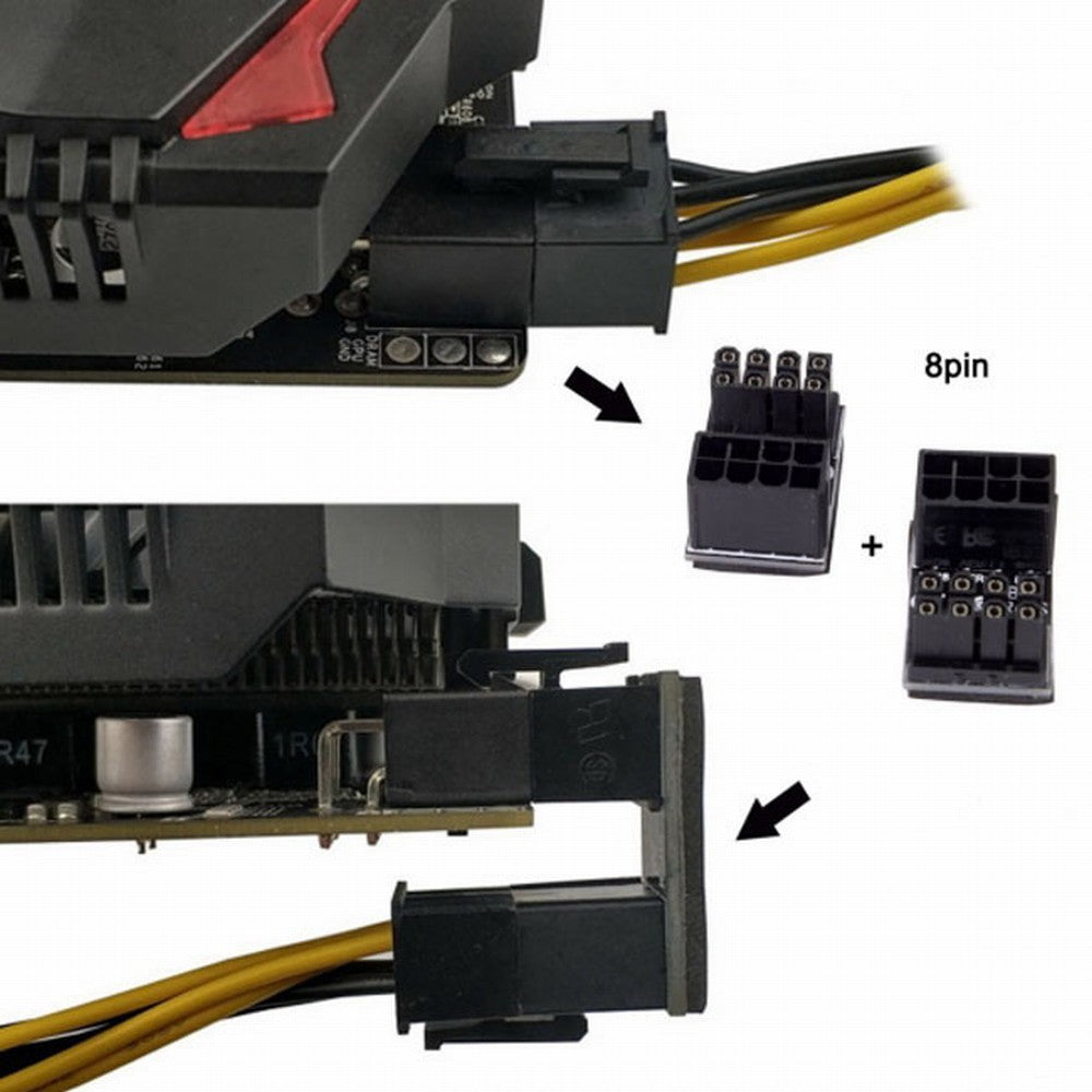 Chenyang ATX 8Pin Female to 8pin Male 180 Degree Angled Power Adapter for Desktops Graphics Card PW-009