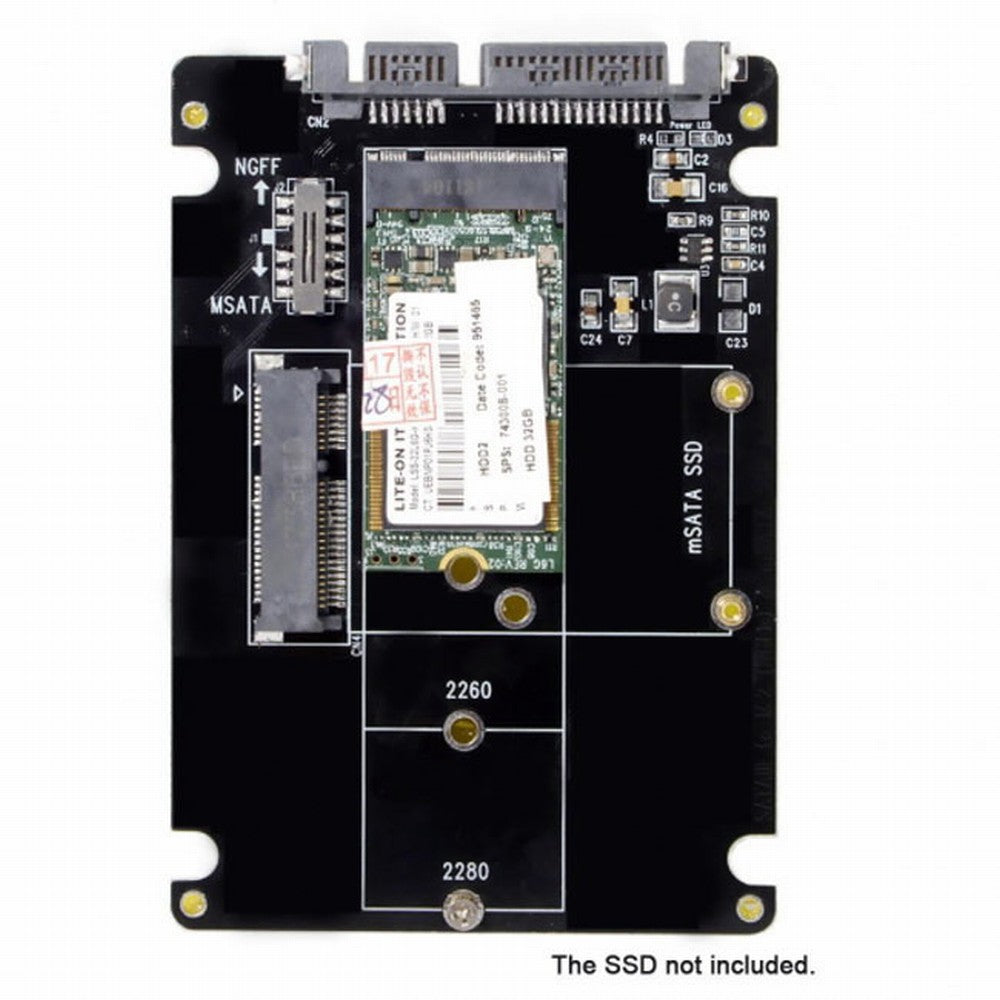 Chenyang Combo M.2 NGFF B-key mSATA SSD to SATA 3.0 Adapter Converter Case Enclosure with Switch SA-011