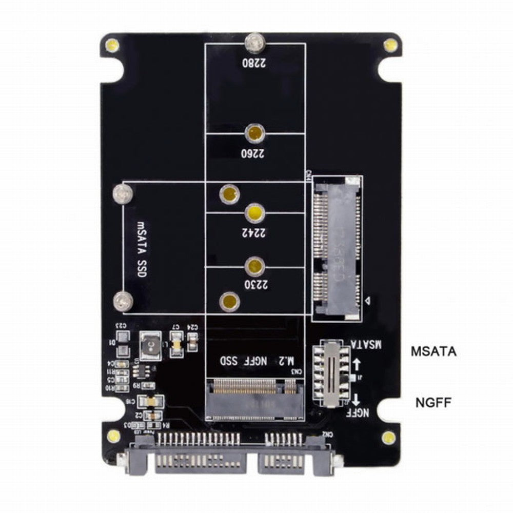 Chenyang Combo M.2 NGFF B-key mSATA SSD to SATA 3.0 Adapter Converter Case Enclosure with Switch SA-011