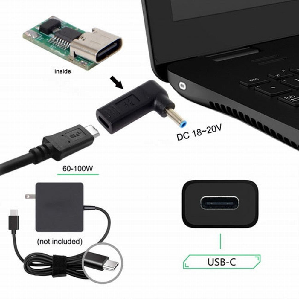 Chenyang USB 3.1 Type C USB-C to DC 4.5*3.0mm HP Adapter PD Emulator Trigger 90 Degree Angled UC-112-4530HP